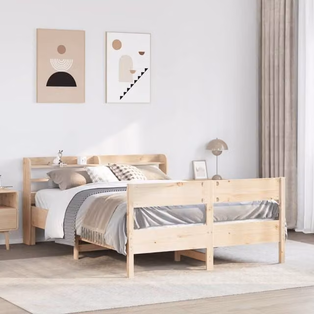 Berkfield Home King Size Solid Wood Pine Bed Frame in Brown, 150 x 200 cm
