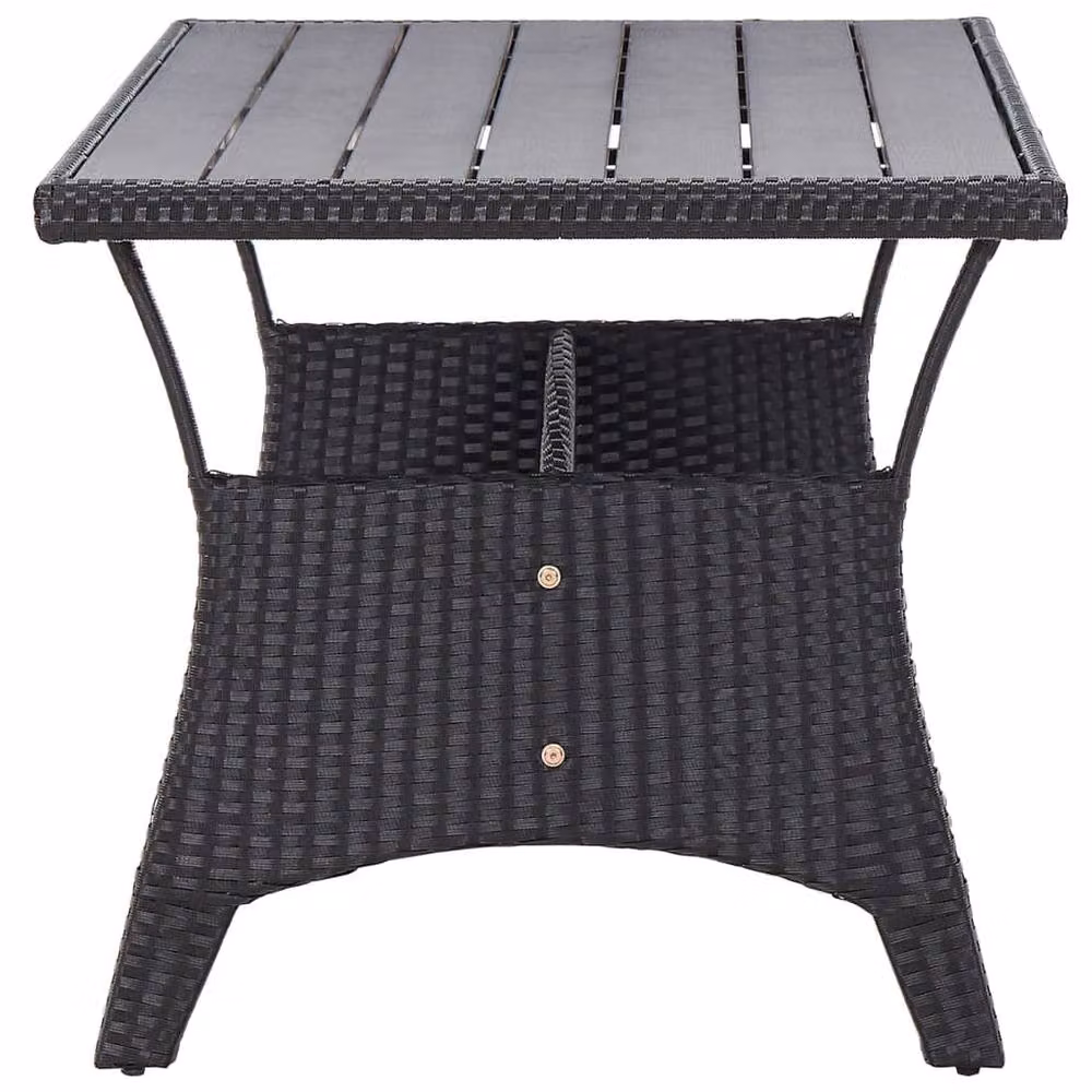 Berkfield Home Black Poly Rattan Garden Table, W/D/H: 120 x 70 x 66 cm – 3