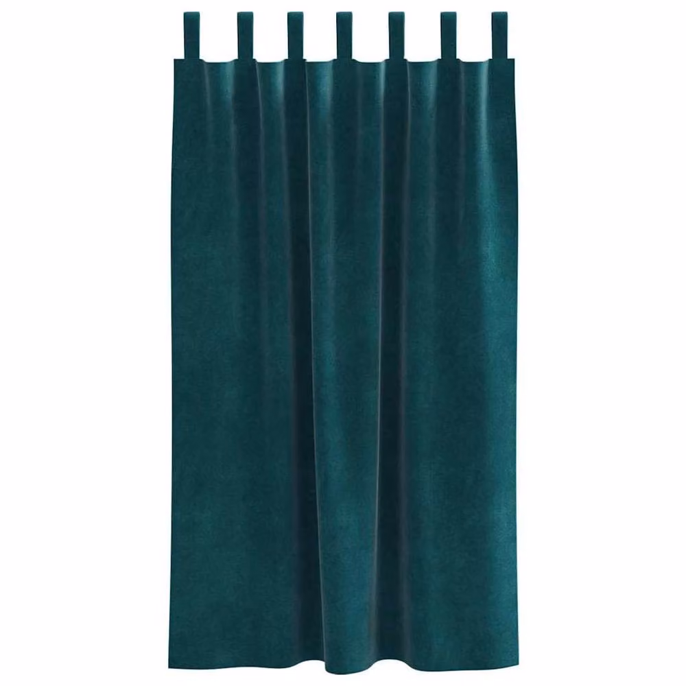 Berkfield Home Dark Green Velvet Blackout Curtains with Hanging Loops, 2 Pack – 4