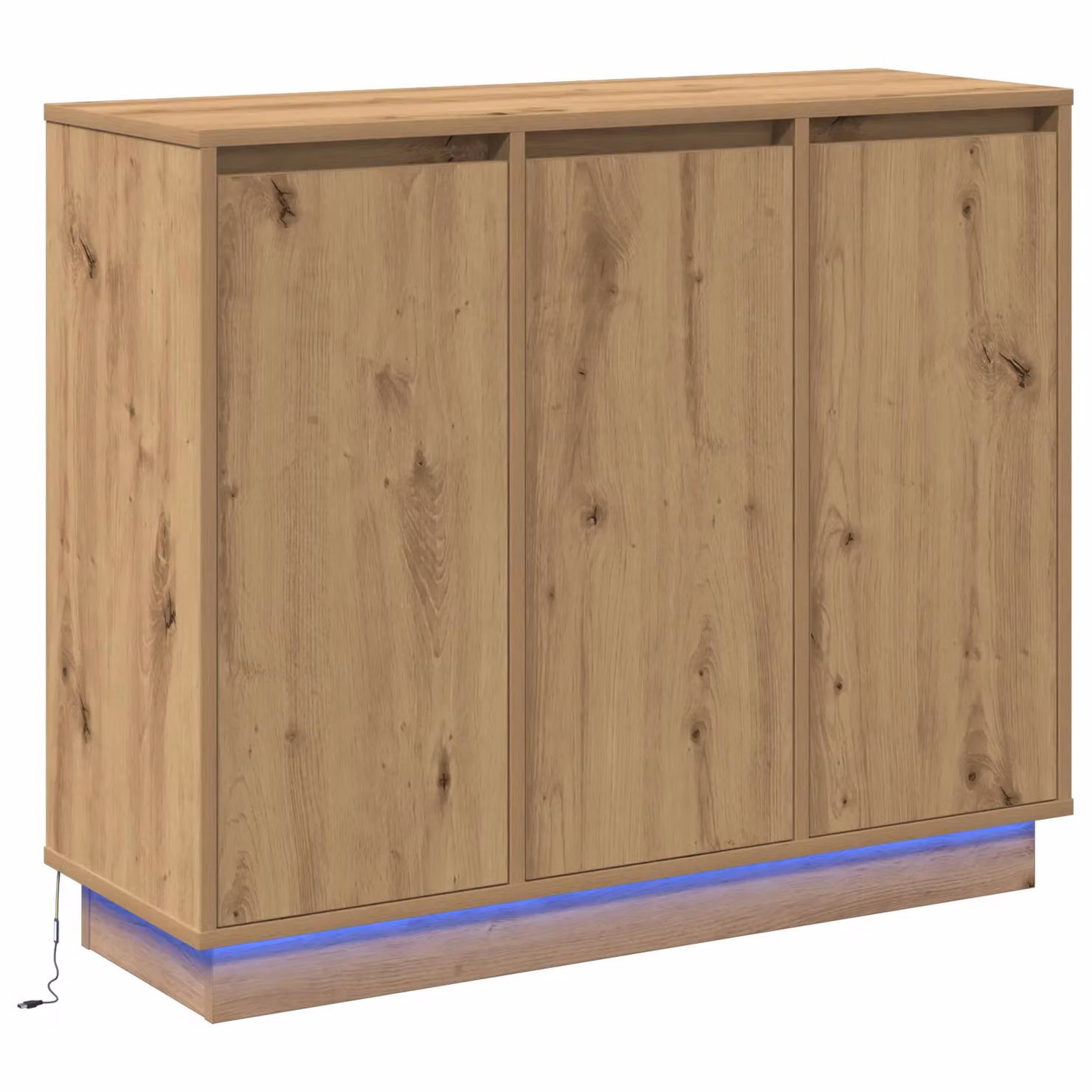 Berkfield Home Modern Artisan Oak Sideboard with Integrated LED Lighting in Brown, W/D/H: 90 x 32 x 75 cm – 2