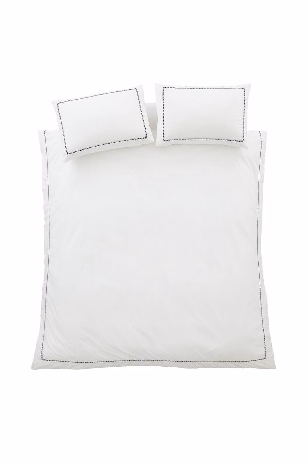 Bianca 200 Thread Count Cotton Percale Duvet Cover and Pillowcase Set, White and Black, W/D/H: 135 x 200 cm and 50 x 75 cm – 2