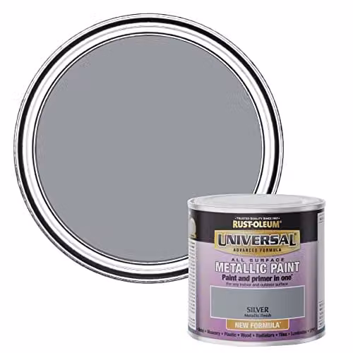 Rust-Oleum Universal Quick Drying Paint in Metallic Silver, 250ml