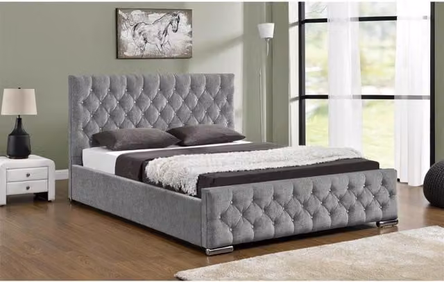 Home Detail Arya Silver Chenille Super King Ottoman Bed with Lift Up Base, W: 200 cm x D: 200 cm – 1