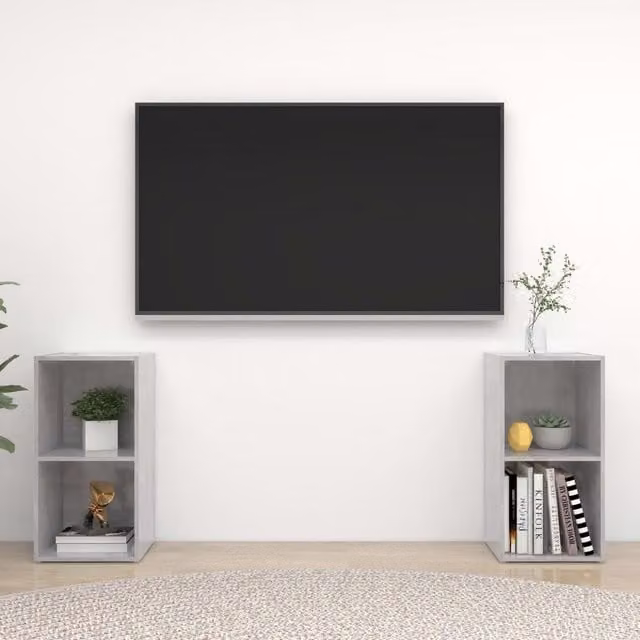 Berkfield Home 2-Piece TV Cabinet Set in Concrete Grey, W/D/H: 72 x 35 x 36.5 cm
