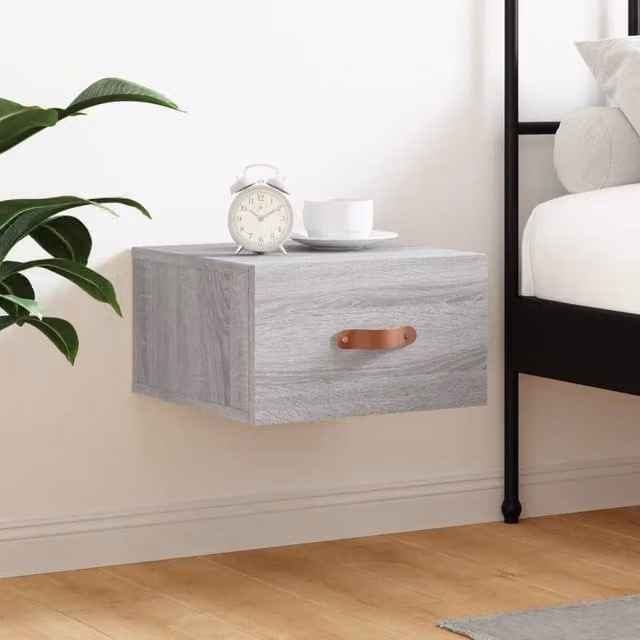 Berkfield Home Wall-mounted Bedside Cabinet in Grey Sonoma, W/D/H: 35 x 35 x 20 cm