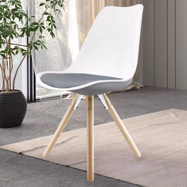 Fusion Living Soho Dining Chair in Grey with Light Wood Legs