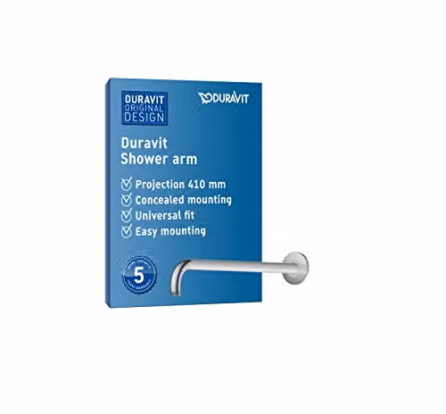 Duravit Universal Concealed Round Shower Arm in Chrome with 410 mm Shower Head and 1/2 inch Connection