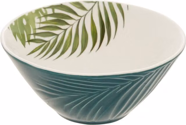 Orsina Porcelain Floral Salad Bowl in Green and White