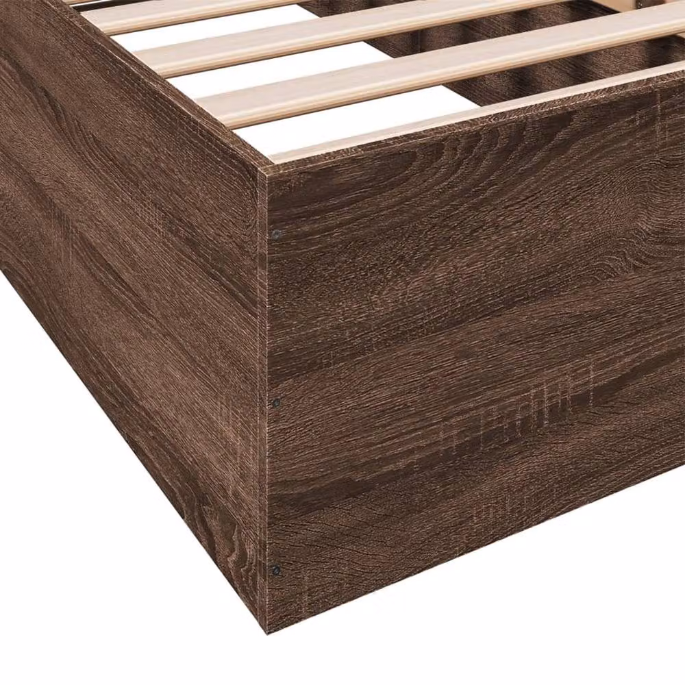 Berkfield Home Modern Bed Frame in Brown Oak, W/D/H: 100 x 200 x 35 cm – 6