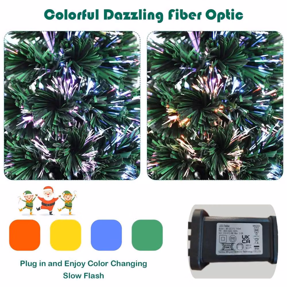 Costway Green Fiber Optic Tabletop Mini Christmas Tree with 60cm PVC Branches – 4