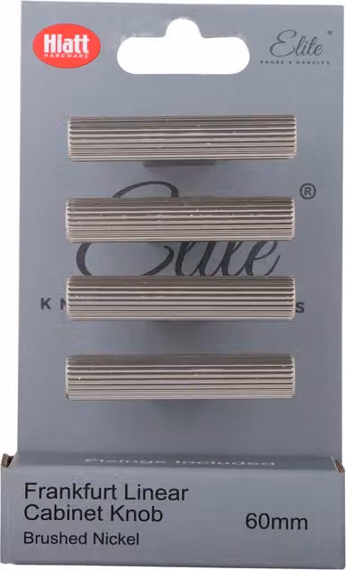 Elite Knobs & Handles Pack of 4 Frankfurt Linear T Knobs in Brushed Nickel Silver
