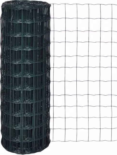 Berkfield Home Euro Fence PVC-Coated Steel Fencing, Green, W: 10 m x H: 1.8 m