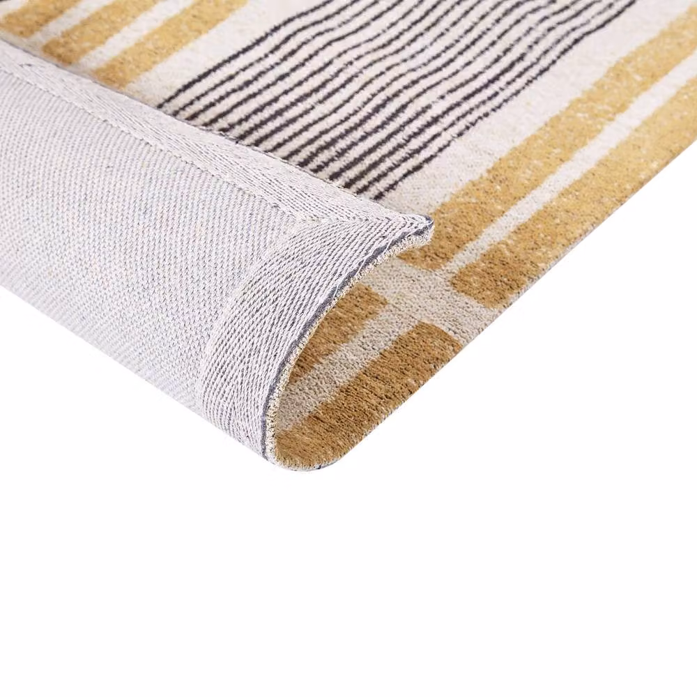 Wyld and Coco Cotton Jacquard Striped Rug in Yellow and Black, W: 80 cm, L: 150 cm – 3