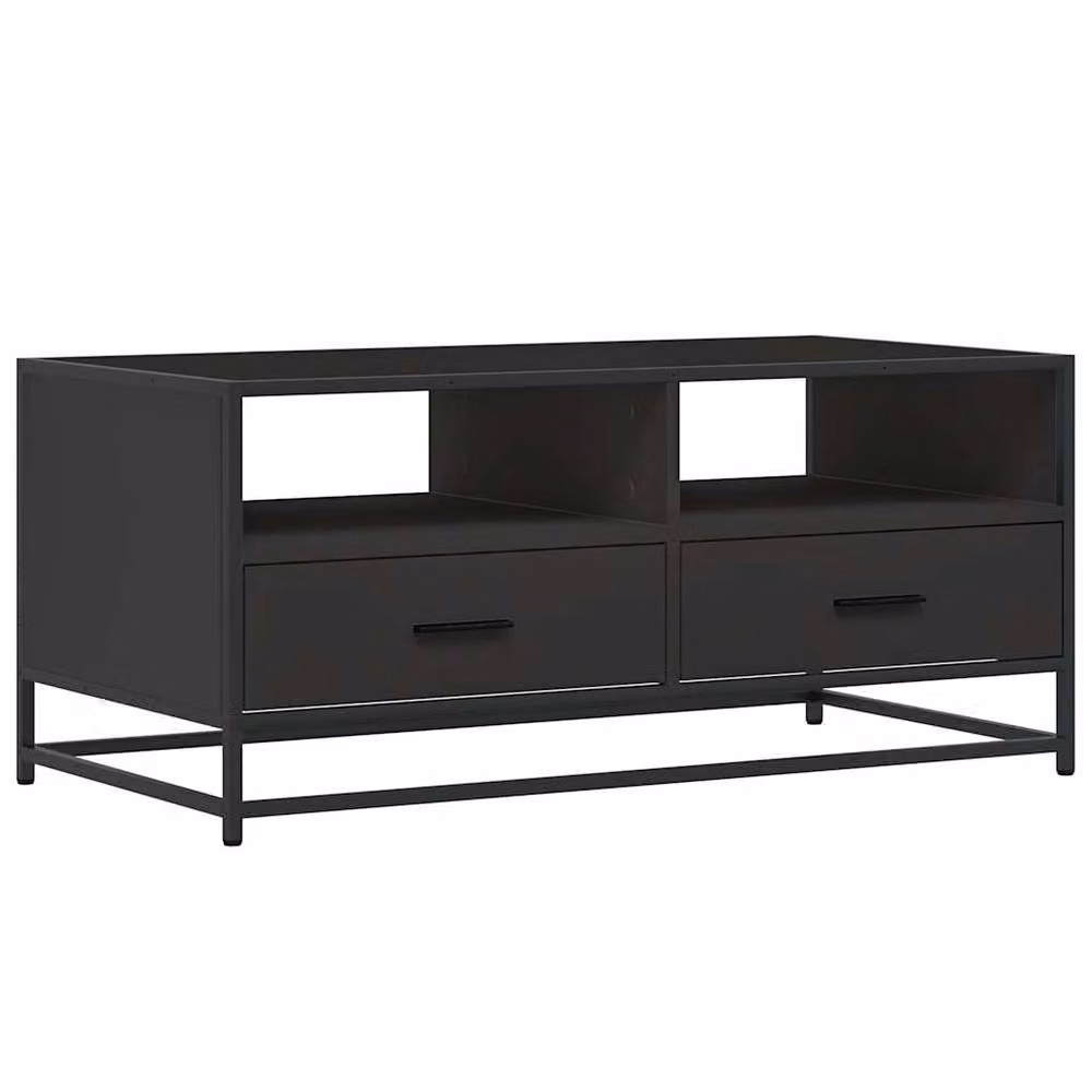 Berkfield Home Modern Black Coffee Table with Metal Sled Base, W/D/H: 100 x 50 x 45 cm – 2