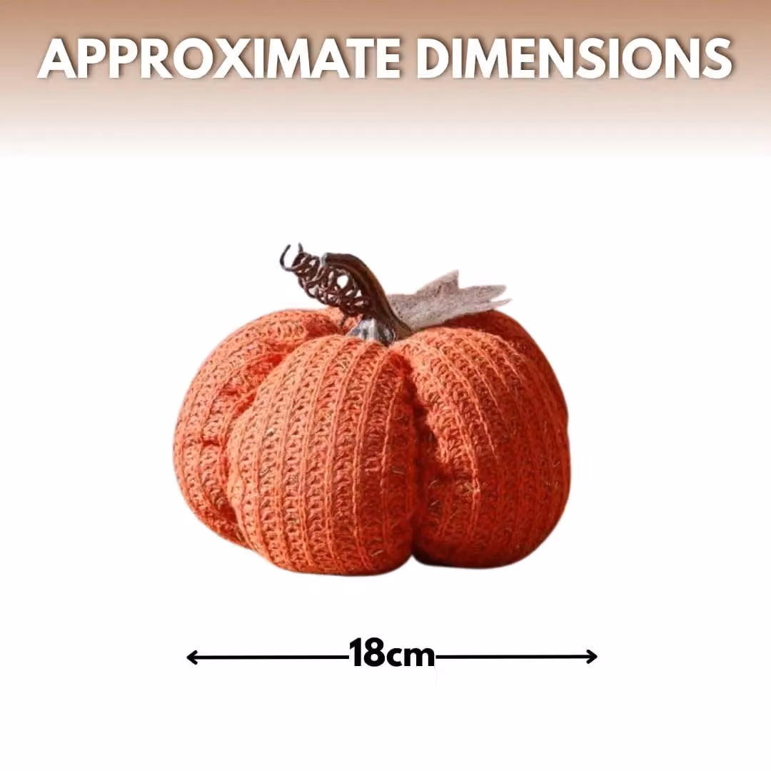 Marco Paul Orange Plush Pumpkin Autumn and Halloween Tabletop Décor, Height: 18 cm – 2