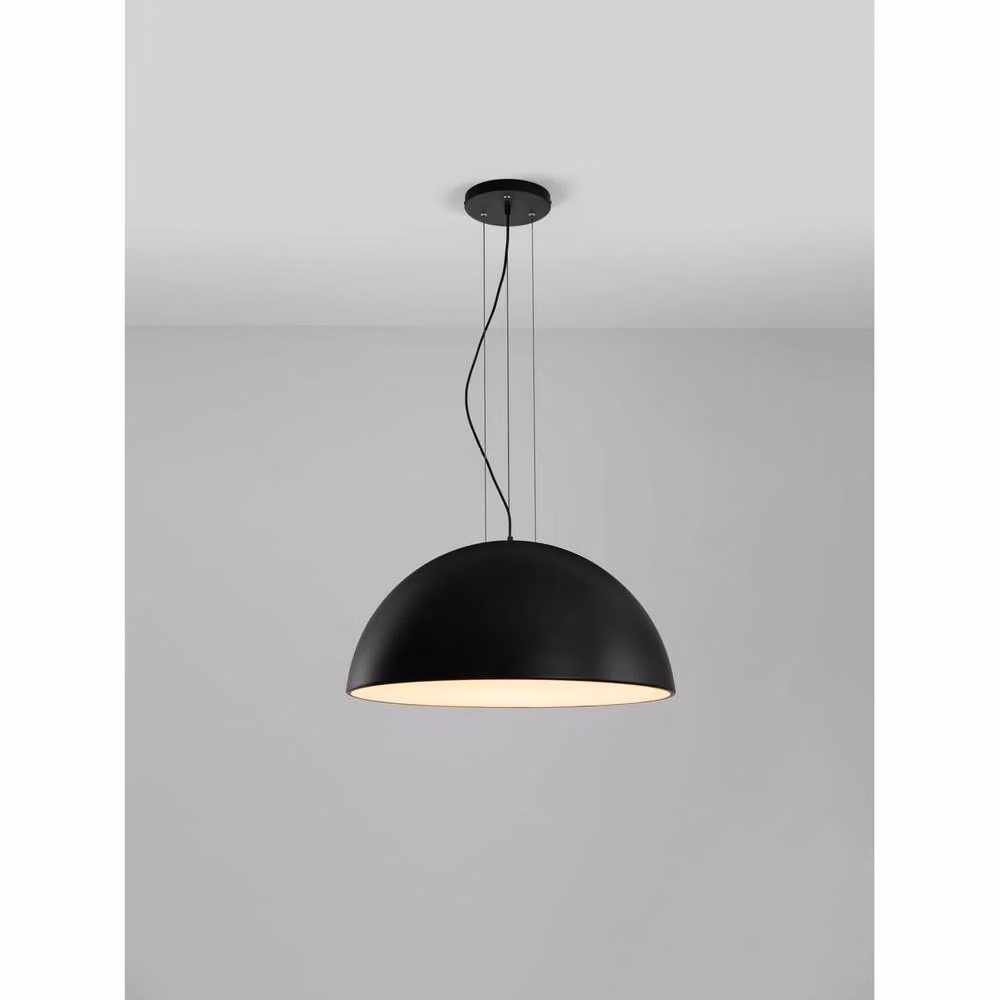 Netlighting Tholos Dome Pendant Light in Sandy Black and Matt White, Diameter: 70 cm, E27, 3x12W – 3