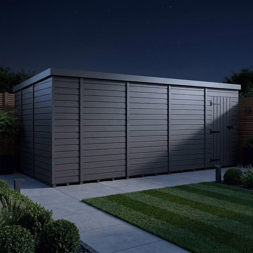 Buttercup Farm Grey Composite Pent Garden Shed with Single Door, W: 5.48 m, D: 2.74 m, H: 2.10 m – 3