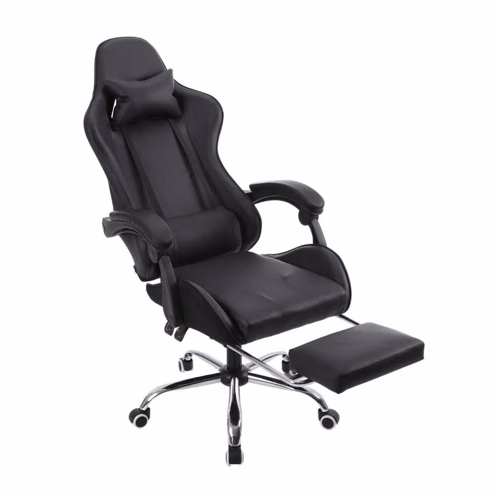 ERGOVEXA Ergonomic Gaming and Home Office Chair in Black PU Leather with Adjustable Headrest and Armrests – 2