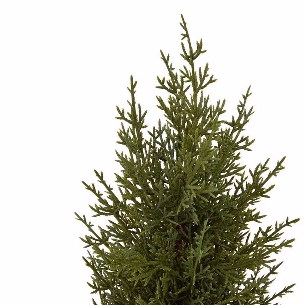 Lemon Pavilion Furniture and Decor Small Green Fir Tree in Brown Wood Log, Height: 40 cm – 2