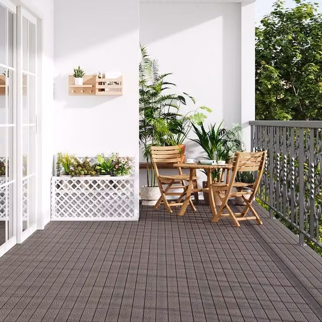 Darphe Brown WPC Interlocking Decking Tiles