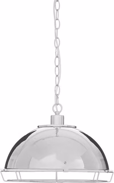 Orsina Chrome Industrial Dome Pendant Light in Silver
