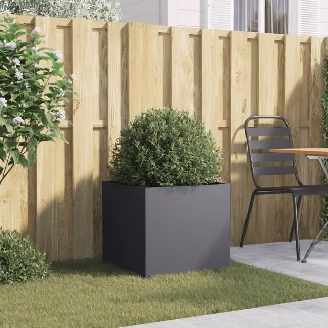 Berkfield Home Steel Planter Tub in Anthracite, W: 49 cm, D: 47 cm, H: 46 cm