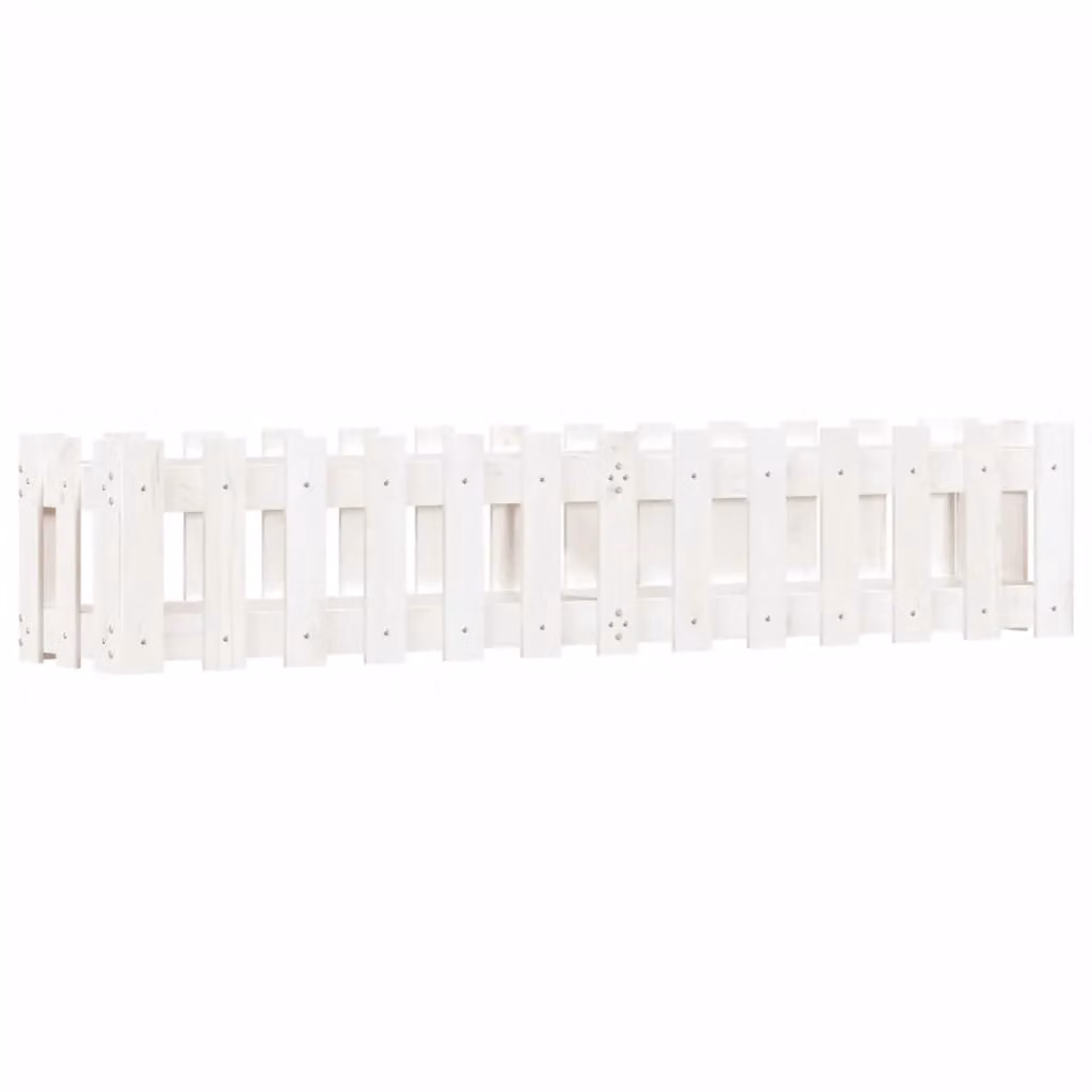 Berkfield Home Garden Raised Bed with Fence Design in White, Solid Wood and Plastic, W: 150 cm, D: 30 cm, H: 30 cm – 2