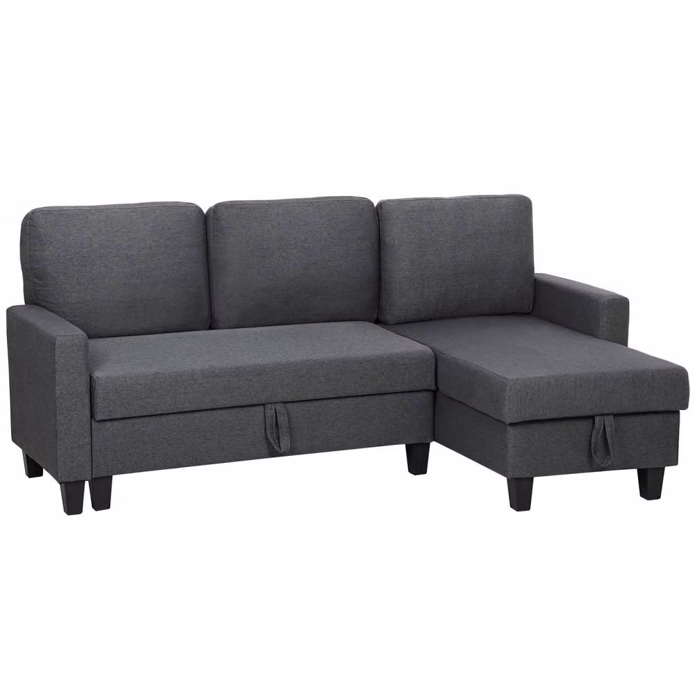 Wyld Haus Lulo 3 Seater Fabric Sofa Bed with Reversible Chaise in Charcoal Grey – 2
