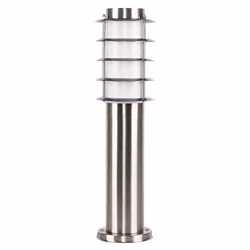 MiniSun Set of 2 Modern Stainless Steel Garden Bollard Light Posts in Silver with 4W Warm White LED Bulbs, Height: 45 cm – 1