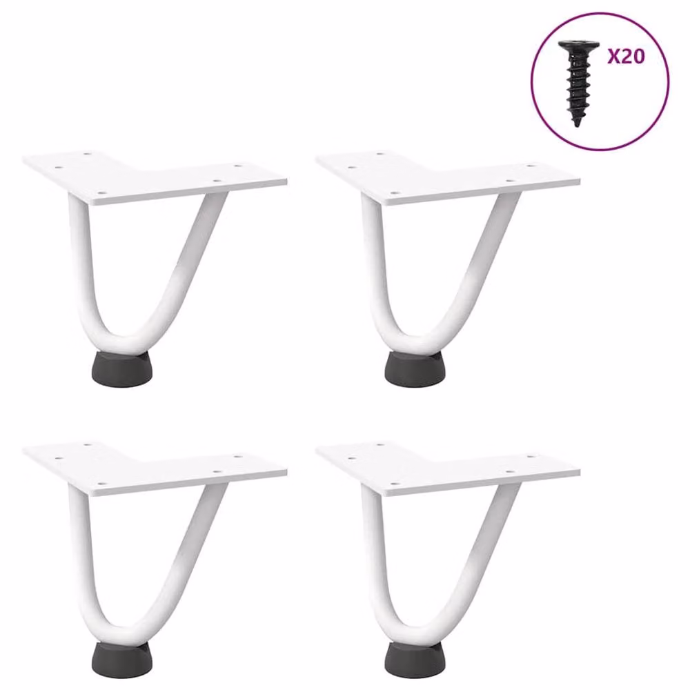Berkfield Home Matt White Stainless Steel Hairpin Table Legs, Set of 4, Height: 10 cm
