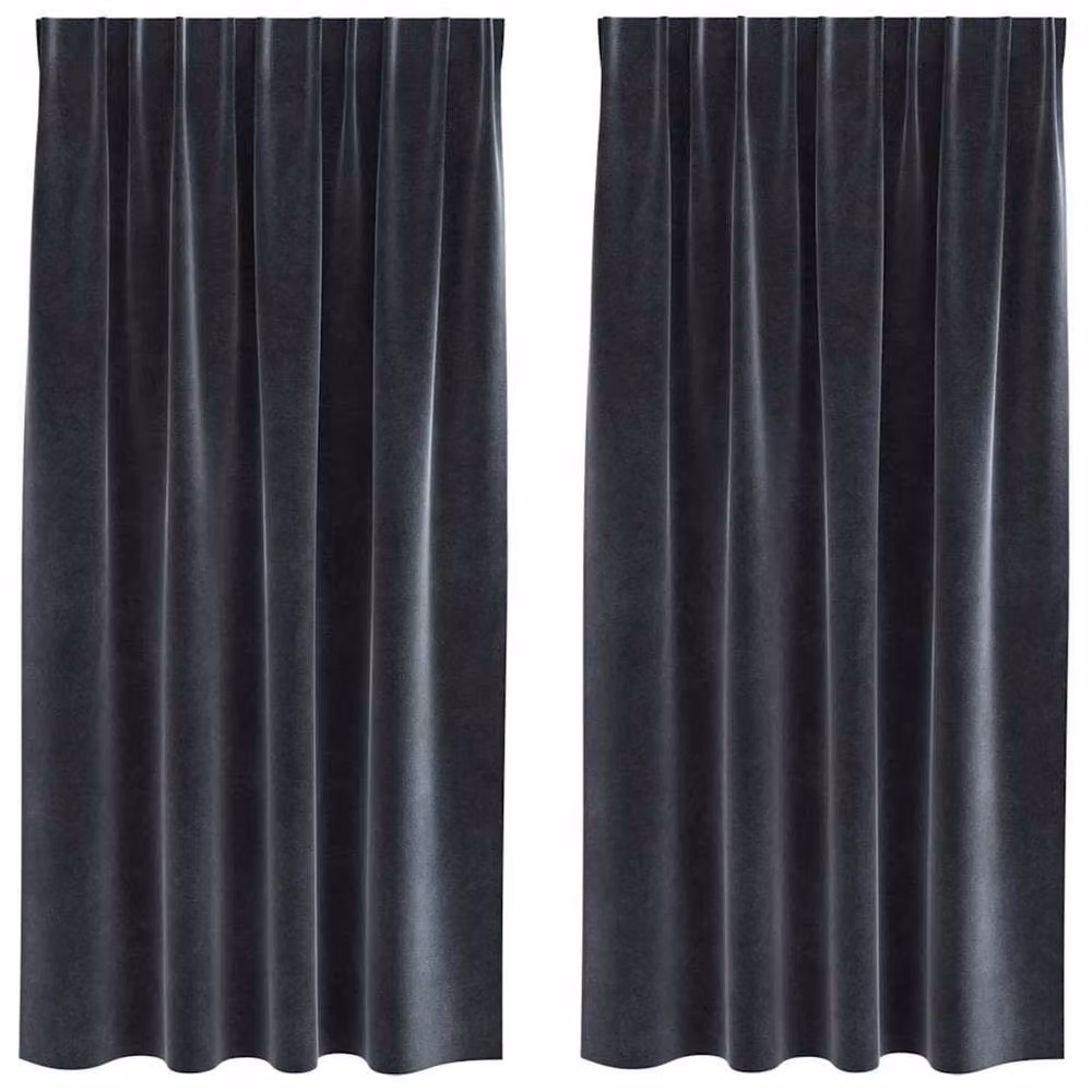 Berkfield Home Elegant Dark Grey Velvet Blackout Curtains with Top Tape, 2 Pack – 3