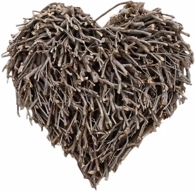 Four Candle Natural Tea Branch Heart Wall Decoration, Brown, 45 cm – 1