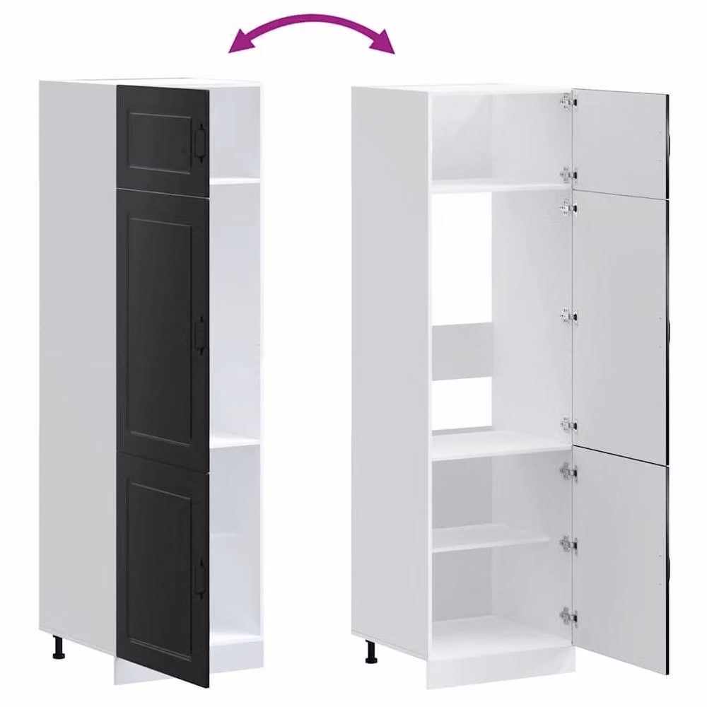 Berkfield Home Kalmar Kitchen Cupboard in Black Matt Engineered Wood, W: 57.0 cm, D: 60.0 cm, H: 207.0 cm – 4