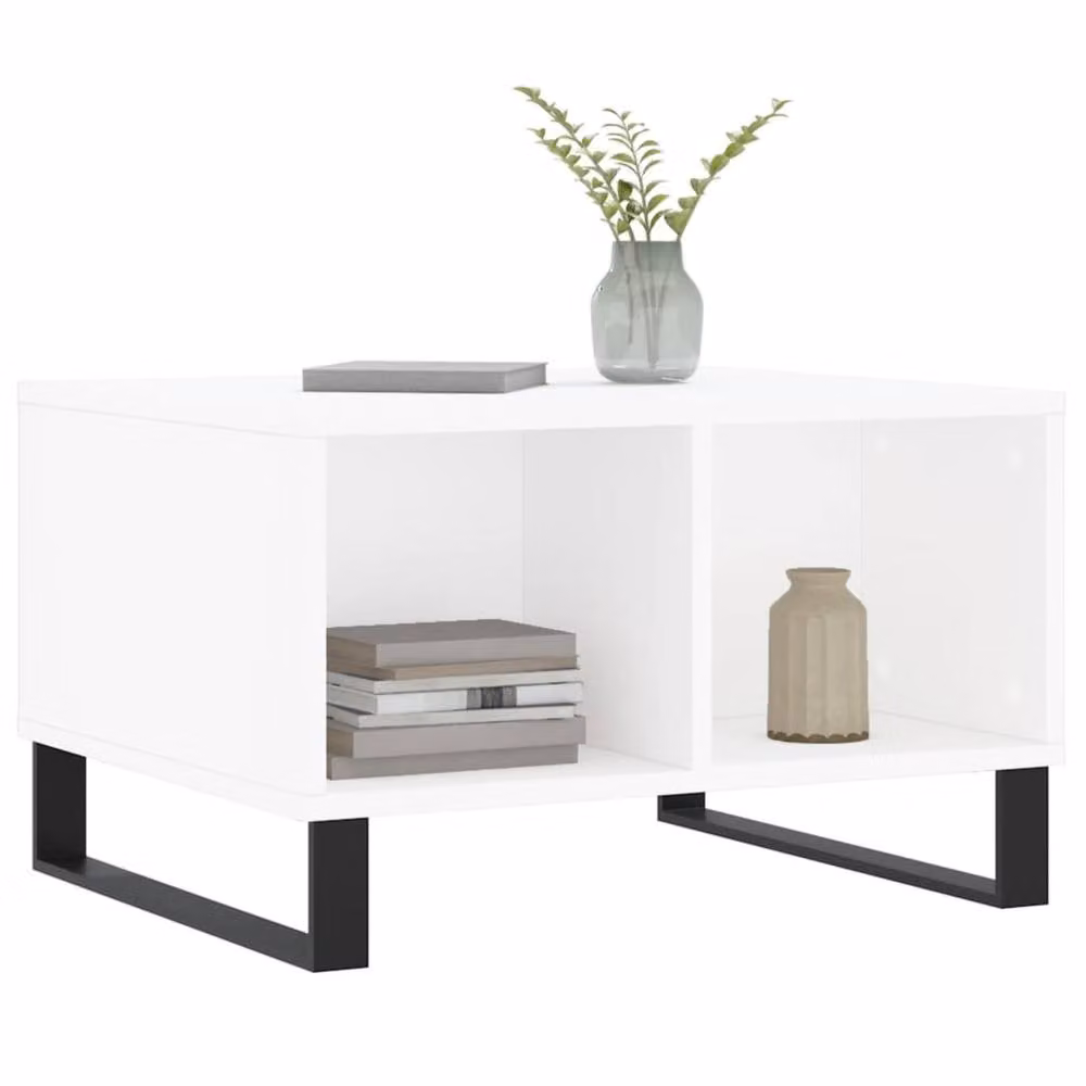 Berkfield Home Modern White Coffee Table, W: 60 cm, D: 50 cm, H: 36.5 cm – 2