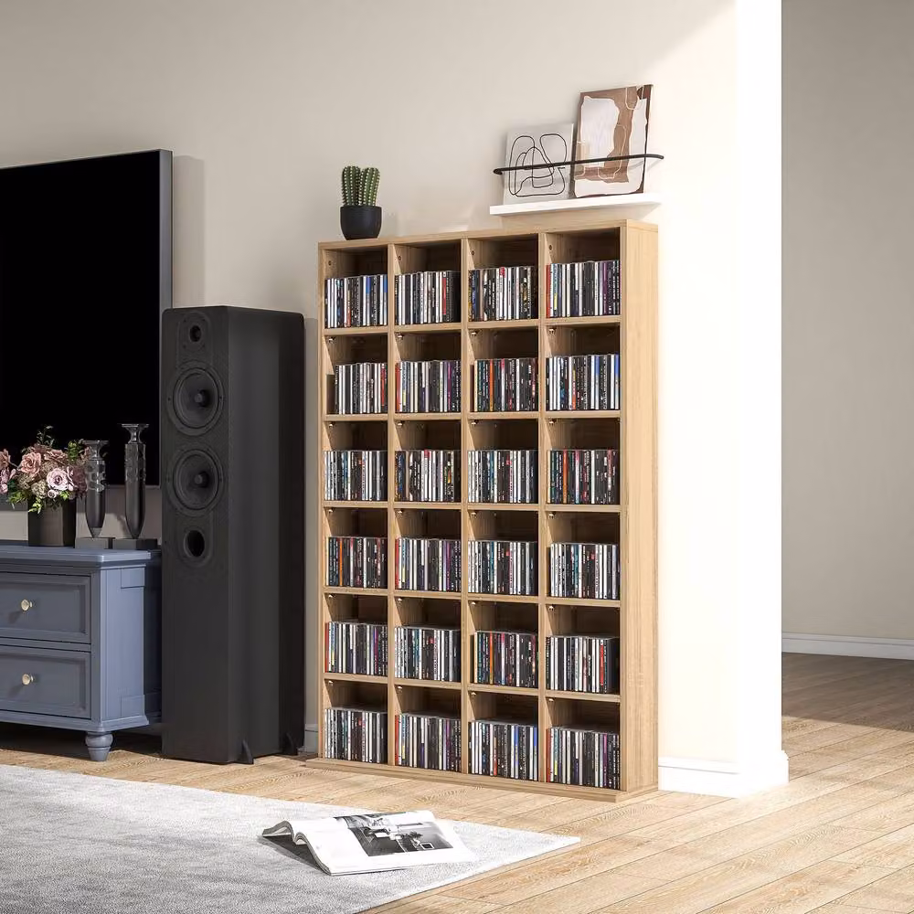 Wyld Haus Sifato Natural Wood CD Storage Cabinet, Brown, W/H: 89 x 130.5 cm – 9