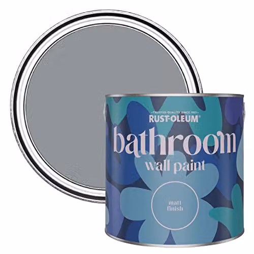 Rust-Oleum Matt Water-Based Bathroom Wall and Ceiling Paint in Anthracite Grey, 2.5L – 1