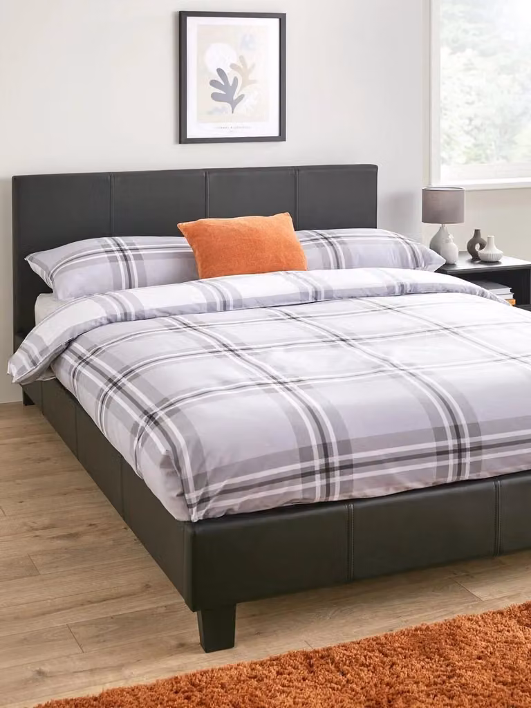 Everyday Marston Upholstered Faux Leather King Bed Frame, Black, W/D/H: 180 x 200 x 158 cm