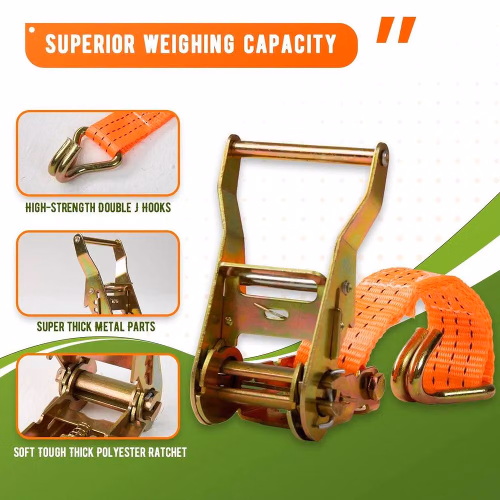 SPETLEK Orange Ratchet Tie Down Straps, 38 mm x 6 m – 3