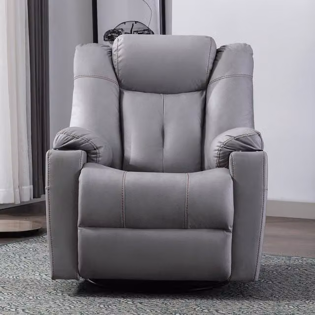 More4Homes Afton Fabric Recliner Rocking Swivel Cinema Sofa Chair in Grey – 1