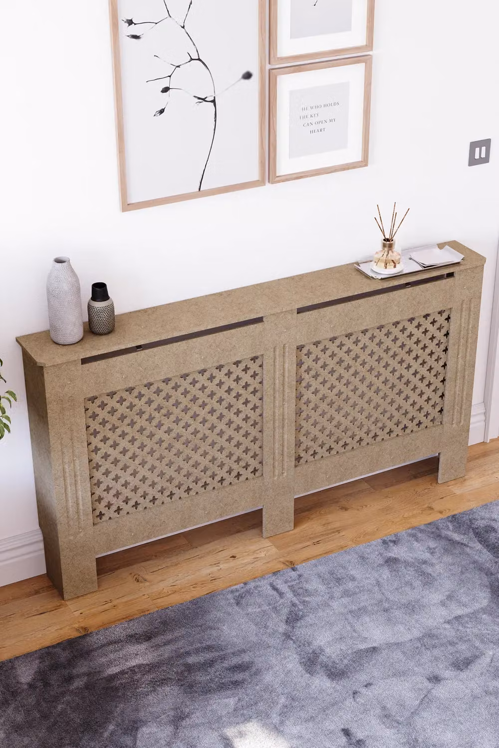 Vida Designs Oxford Radiator Cover MDF in Brown, W: 152 cm, H: 82 cm, D: 19 cm – 3