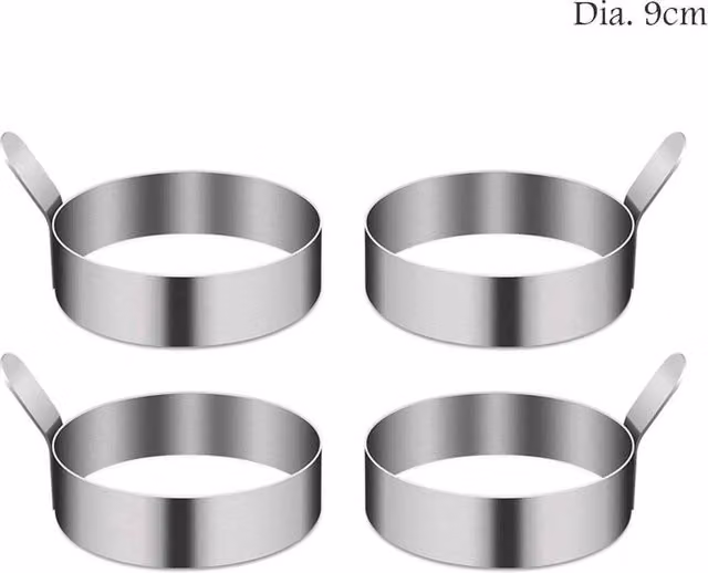 NESTLUNE 4-Piece Stainless Steel Egg Rings in Silver, W/D/H: 100 x 15 x 2.5 cm