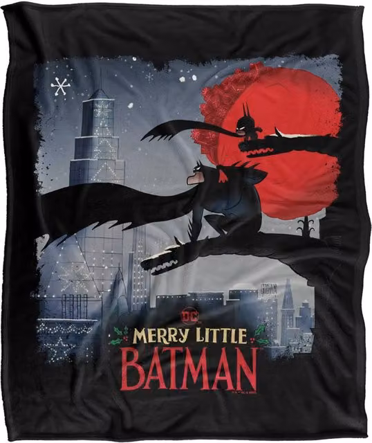 Warner Bros. Merry Little Batman Skyline Silky Touch Super Soft Fluffy Polyester Throw Blanket in Multicolour, Large