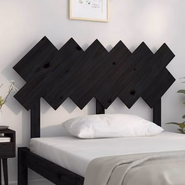 Berkfield Home Beautiful Bed Headboard in Black Solid Pine Wood, W: 122.5 cm, D: 3 cm, H: 80.5 cm – 1
