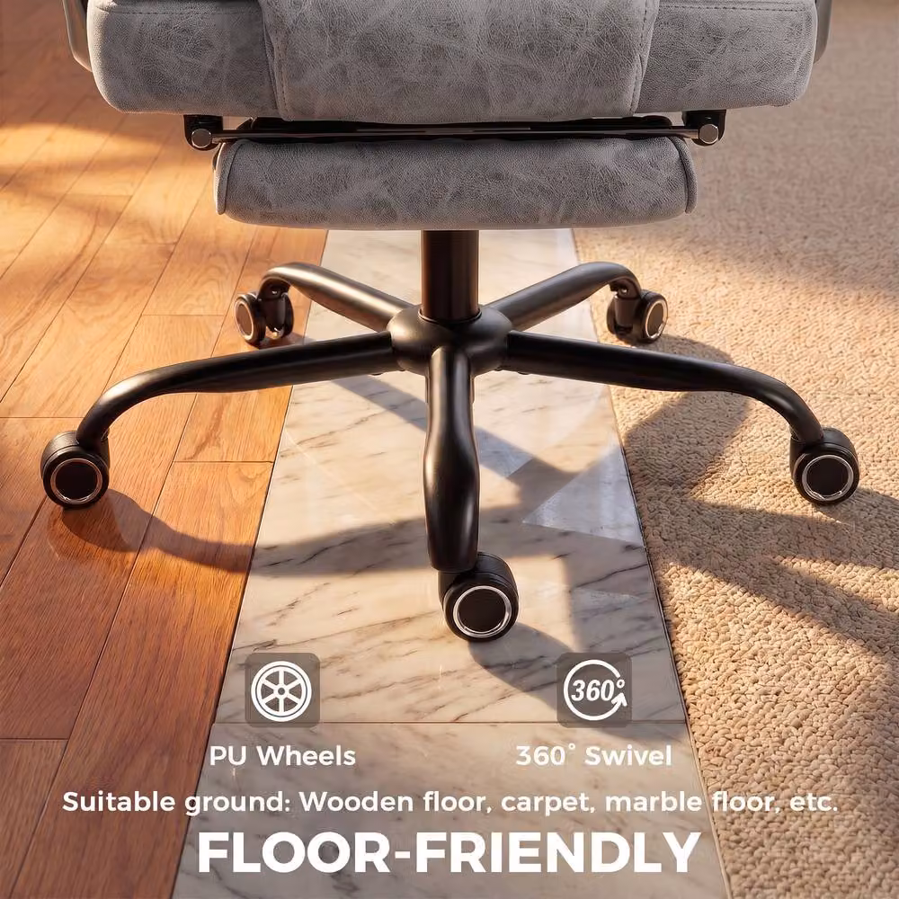 STILVORA Grey Executive Office Chair with Headrest and Footrest – 6