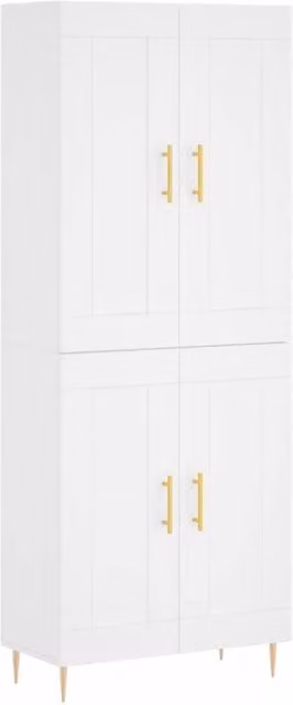 Berkfield Home Modern White Highboard with Hinged Doors and Internal Shelves, W/D/H: 69.5 x 34 x 180 cm