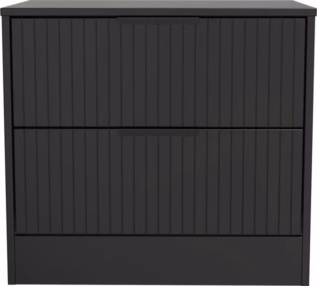 Ready Assembled 2 U Denver 2 Drawer Side Table in True Black