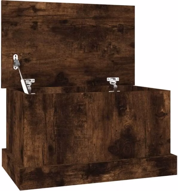Berkfield Home Smoked Oak Storage Box in Brown, W/D/H: 50 x 30 x 28 cm