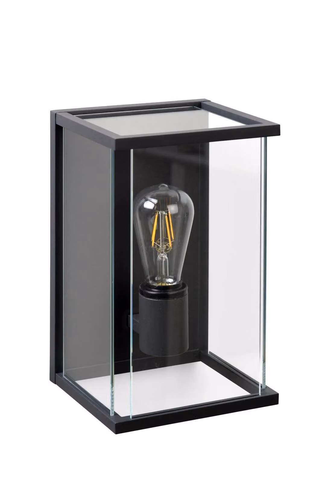 Lucide Claire Vintage Outdoor Wall Light in Black with Transparent Glass, Dimmable, IP54 Rated – 2