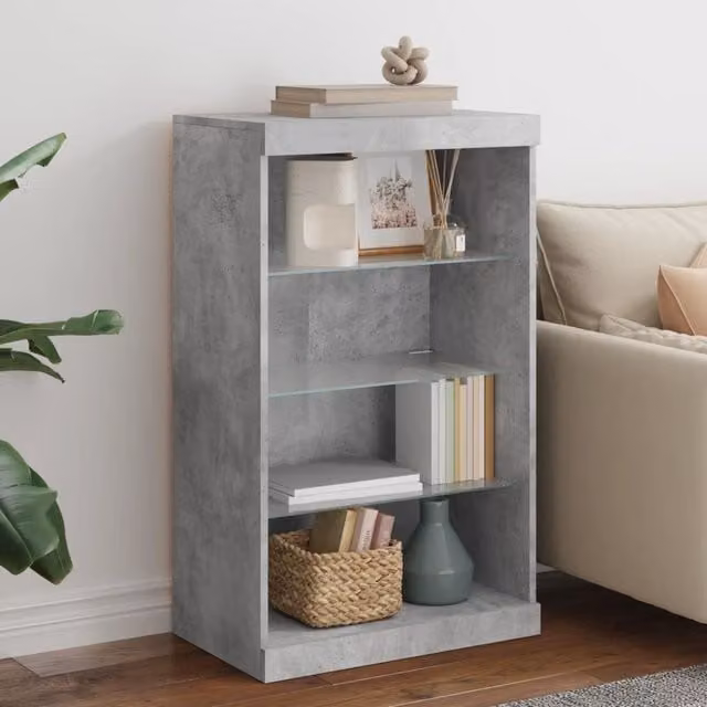 Berkfield Home Modern Sideboard with Integrated LED Lights in Concrete Grey, W: 60.5 cm, D: 37 cm, H: 100 cm – 1