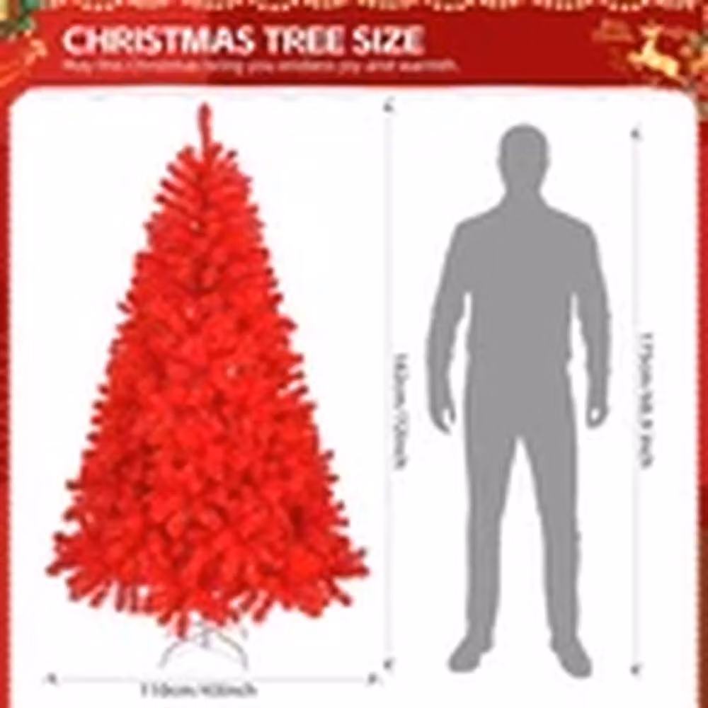 EONLION 6ft Red Christmas Tree with 100 Warm LED Lights and Metal Base – 2